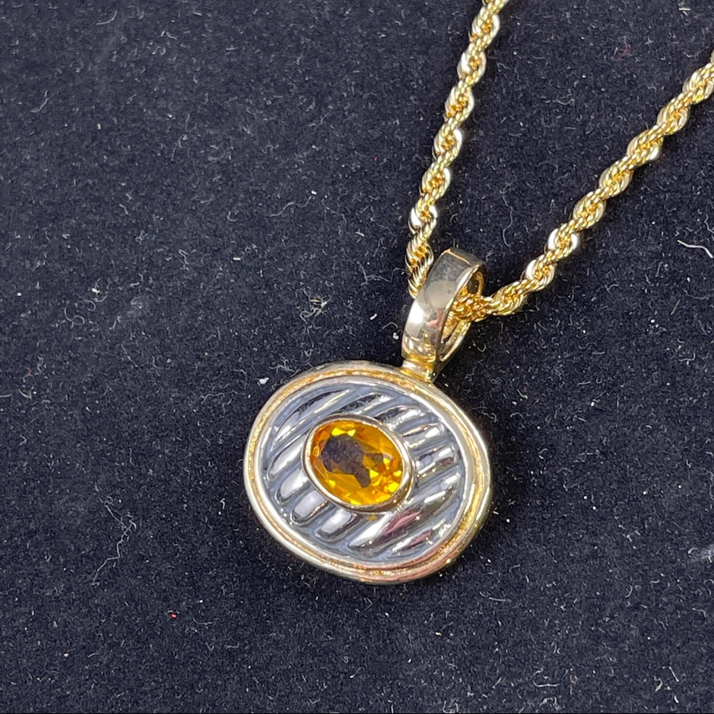 David Yurman style Gold & Silver Citrine Pendant - Picture 3 of 3